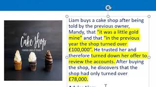 How to apply misrepresentation Liam cupcake scenario [upl. by Aicined]