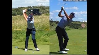 Justin Thomas golf swing  Long Iron faceon amp downtheline July 2017 [upl. by Eanat]