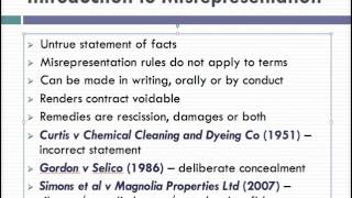 Misrepresentation Lecture 1 of 4 [upl. by Gad668]